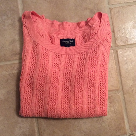 American eagle pink sweater cable knit size large - Picture 3 of 3